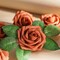 Artificial Flowers Burnt Orange Rose 25pcs Real Looking Fake Roses w/Stem for DIY Wedding Bouquets Centerpieces